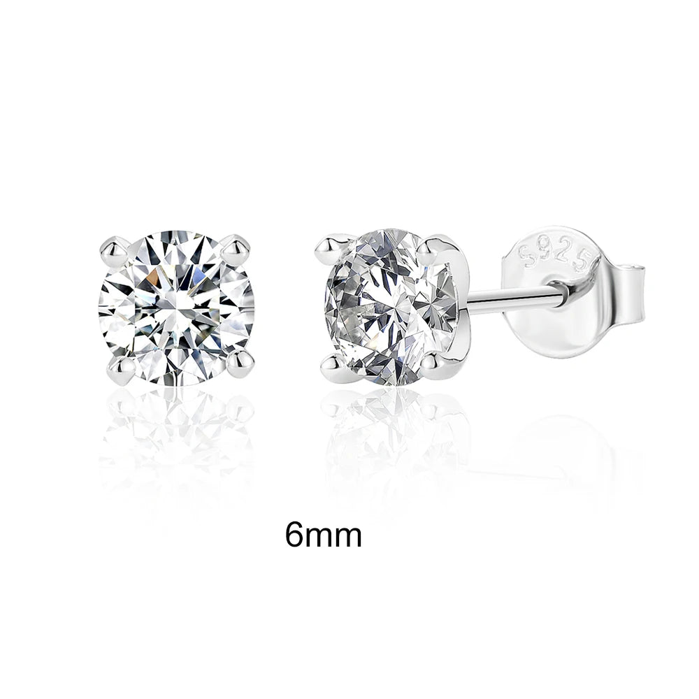 Luxury Moissanite Piercing Earrings in 925 Sterling Silver – Classic Sparkling Studs
