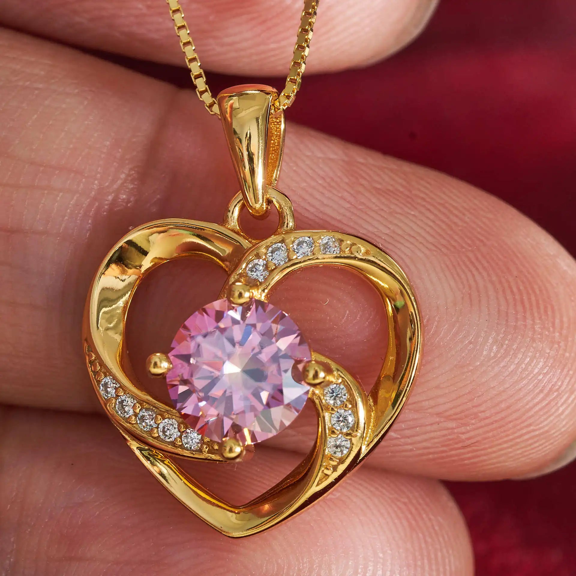 1CT Moissanite Heart Pendant Necklace – 925 Silver, Gold Plated