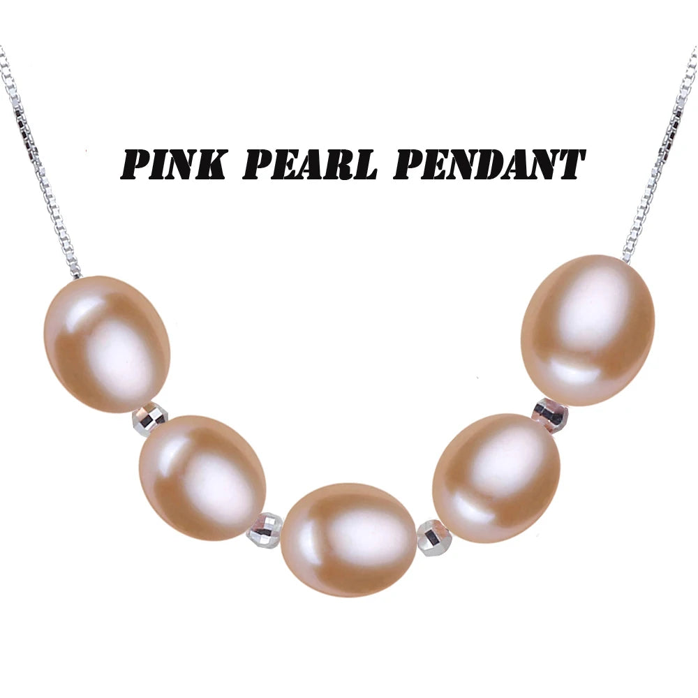 Silver Pearl Pendant Necklace – White & Pink Natural Pearls