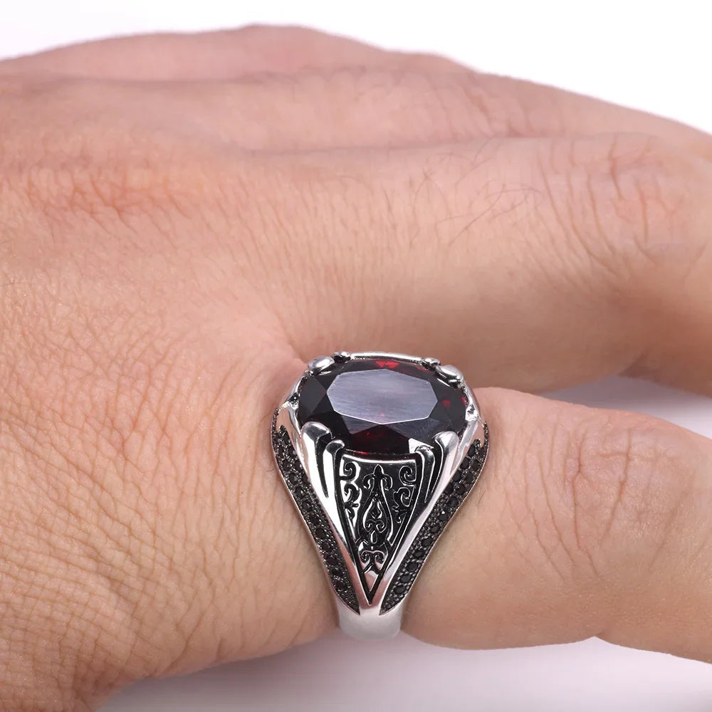 Luxury Turkish Silver Ring with Zircon Stone – Vintage Style