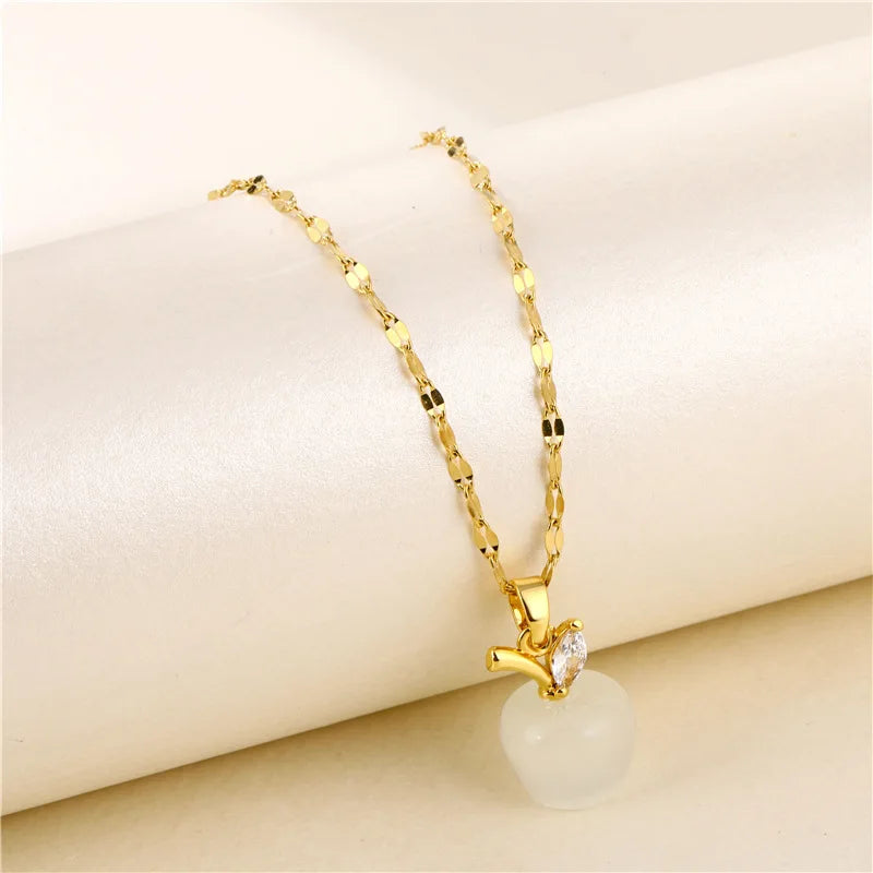 Trendy Green Zircon Pendant Necklace for Women