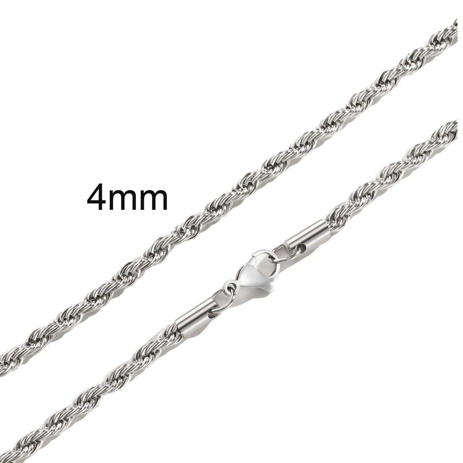 Gold Twisted Rope Chain Necklace – Men & Women Stainless Steel