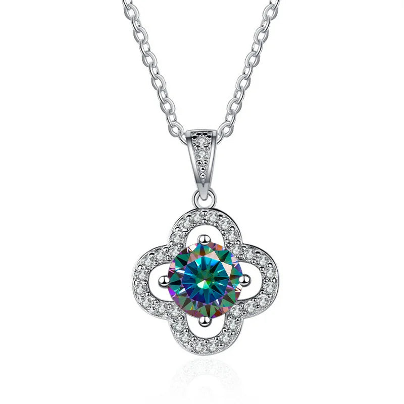 1 Carat Moissanite Pendant Necklace – D Color, 925 Silver