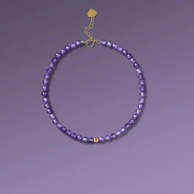 Natural Faceted Amethyst Bracelet - Minimalist Delicate Jewelry