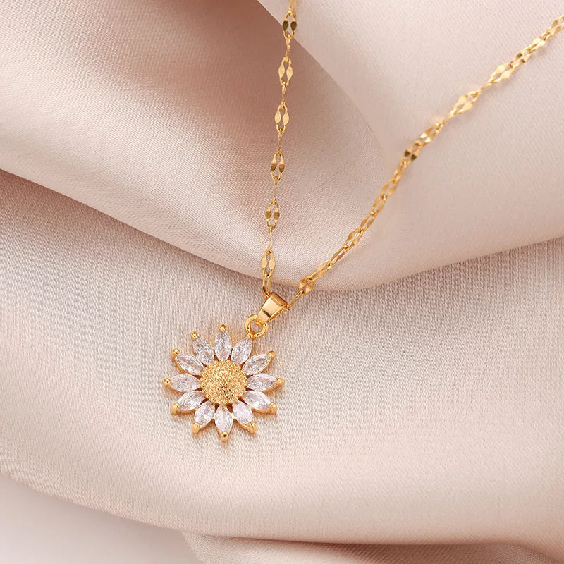 Luxury Zircon Crystal Pendant Necklace – Korean Fashion for Women