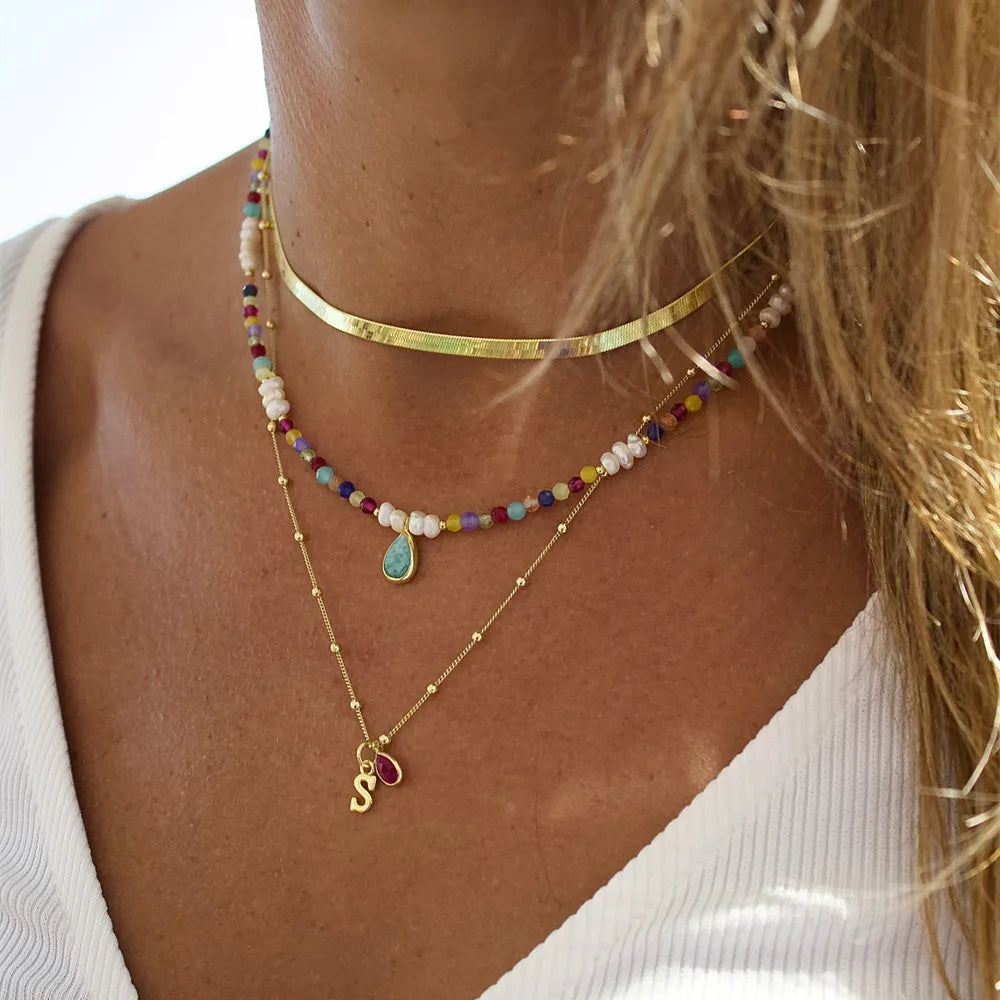 Bohemian Multilayer Crystal Drop Necklace for Women