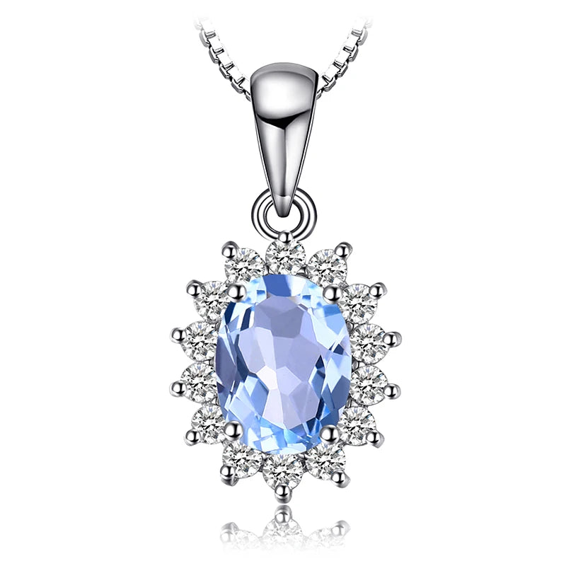 Diana Blue Sapphire Ruby Emerald Pendant – Sterling Silver (No Chain)