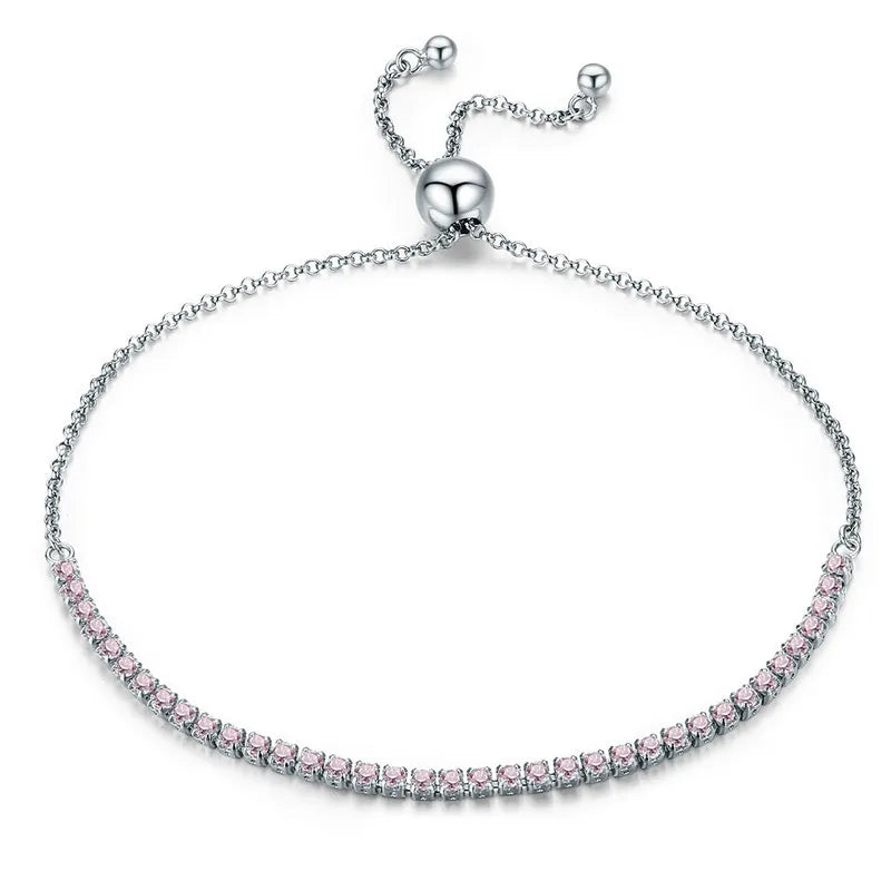 Gold Plated CZ Tennis Bracelet for Women, Adjustable 925 Silver Jewelry