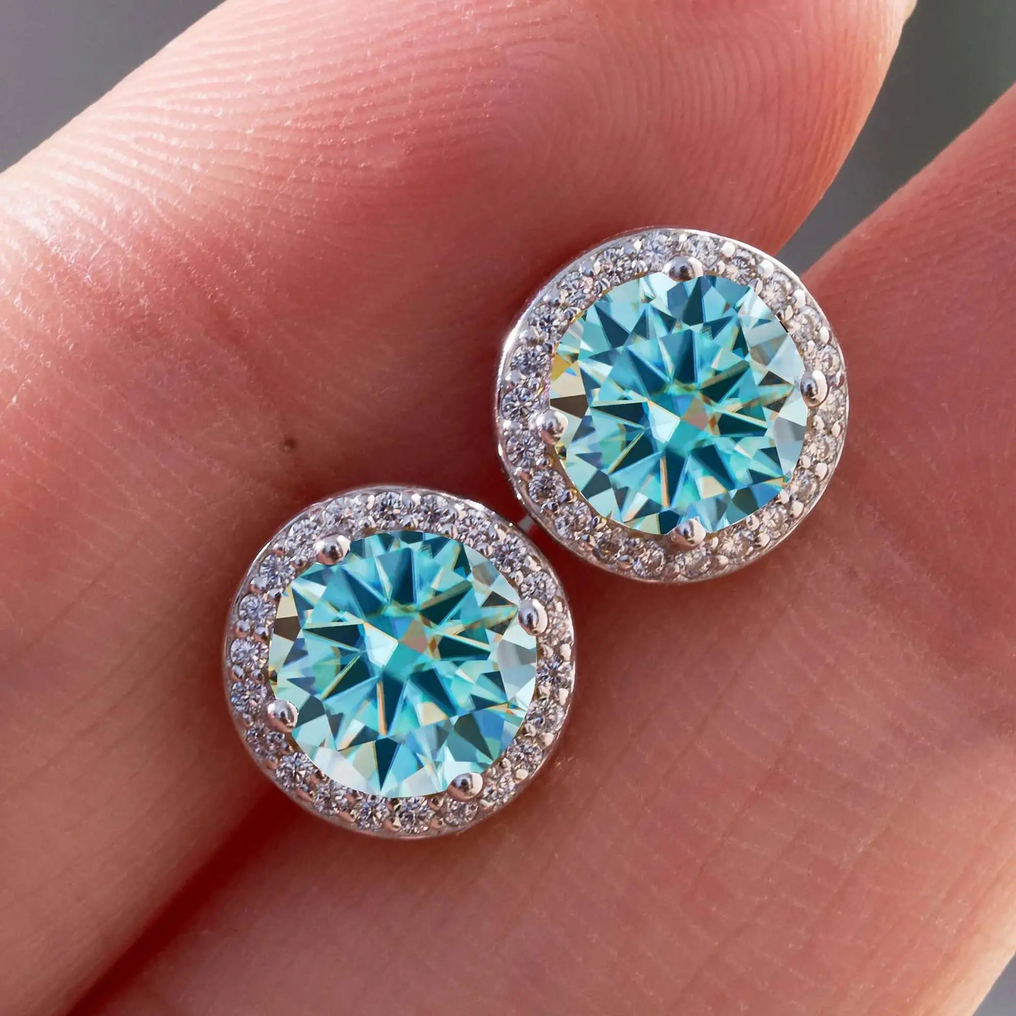 Luxury Sterling Silver Moissanite Round Earrings – Daily Wear Bridal Gift