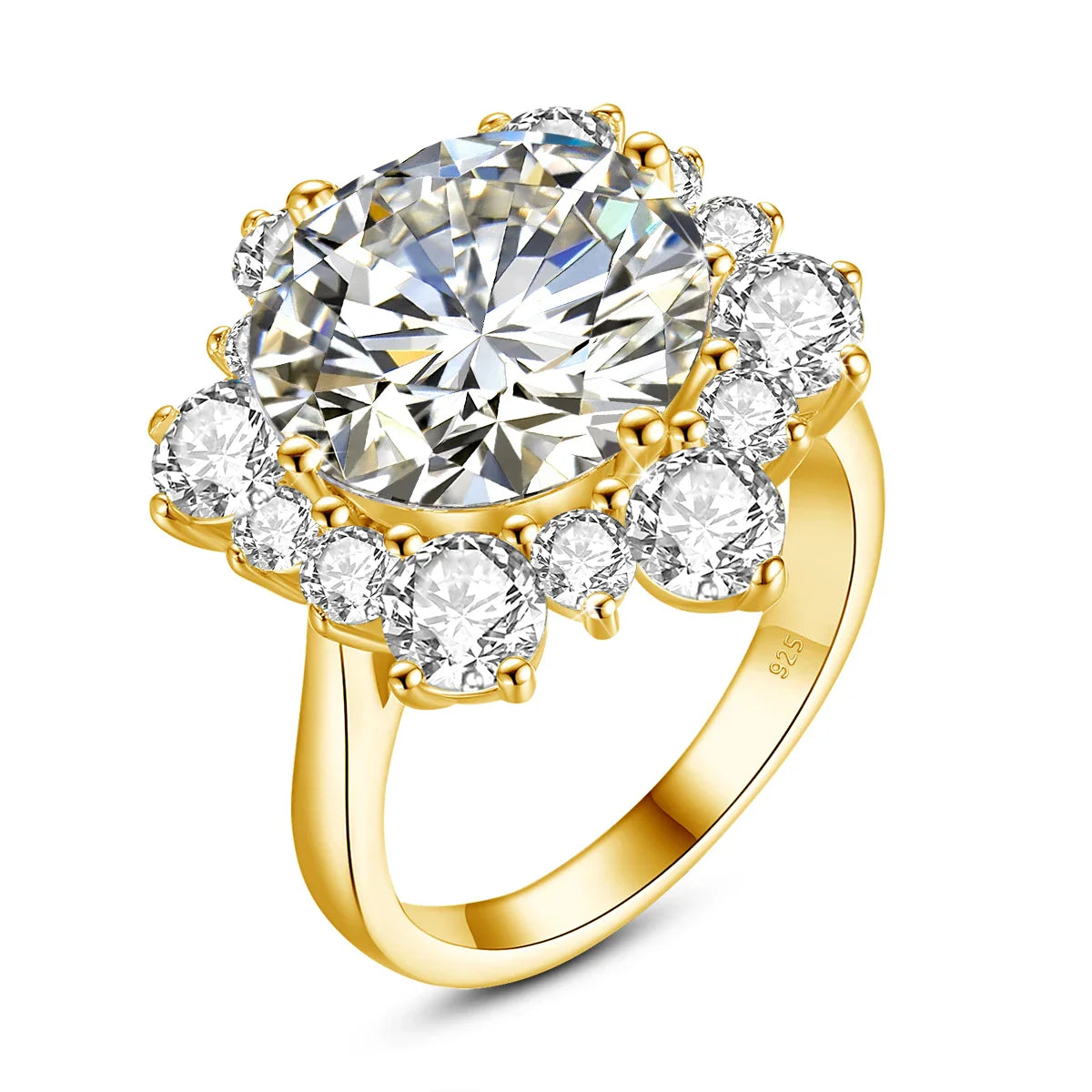Luxury Moissanite Round Flower Engagement and Wedding Ring