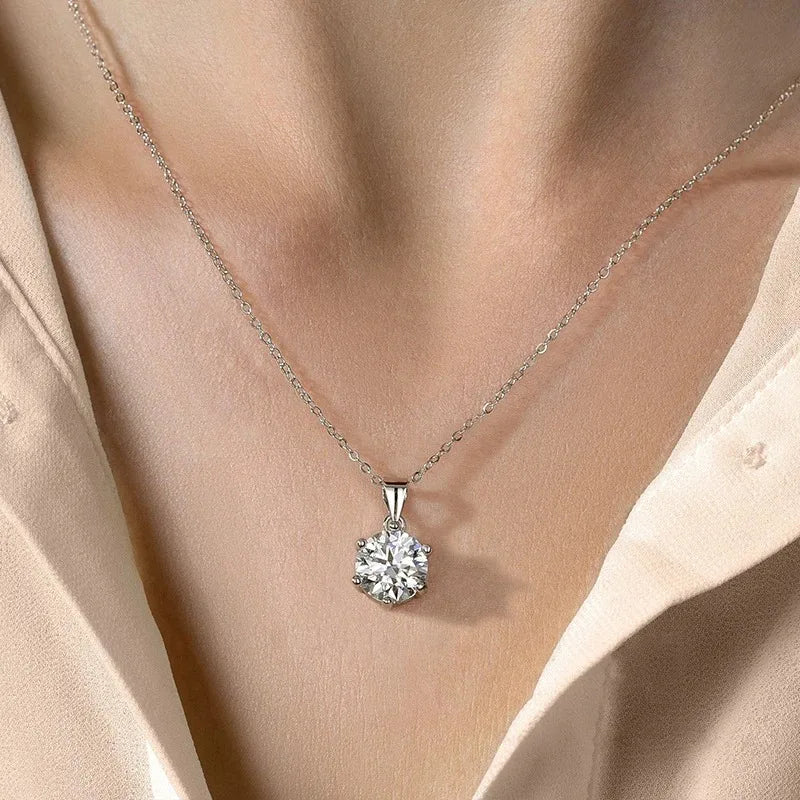 Moissanite Diamond Necklace – Sterling Silver for Women