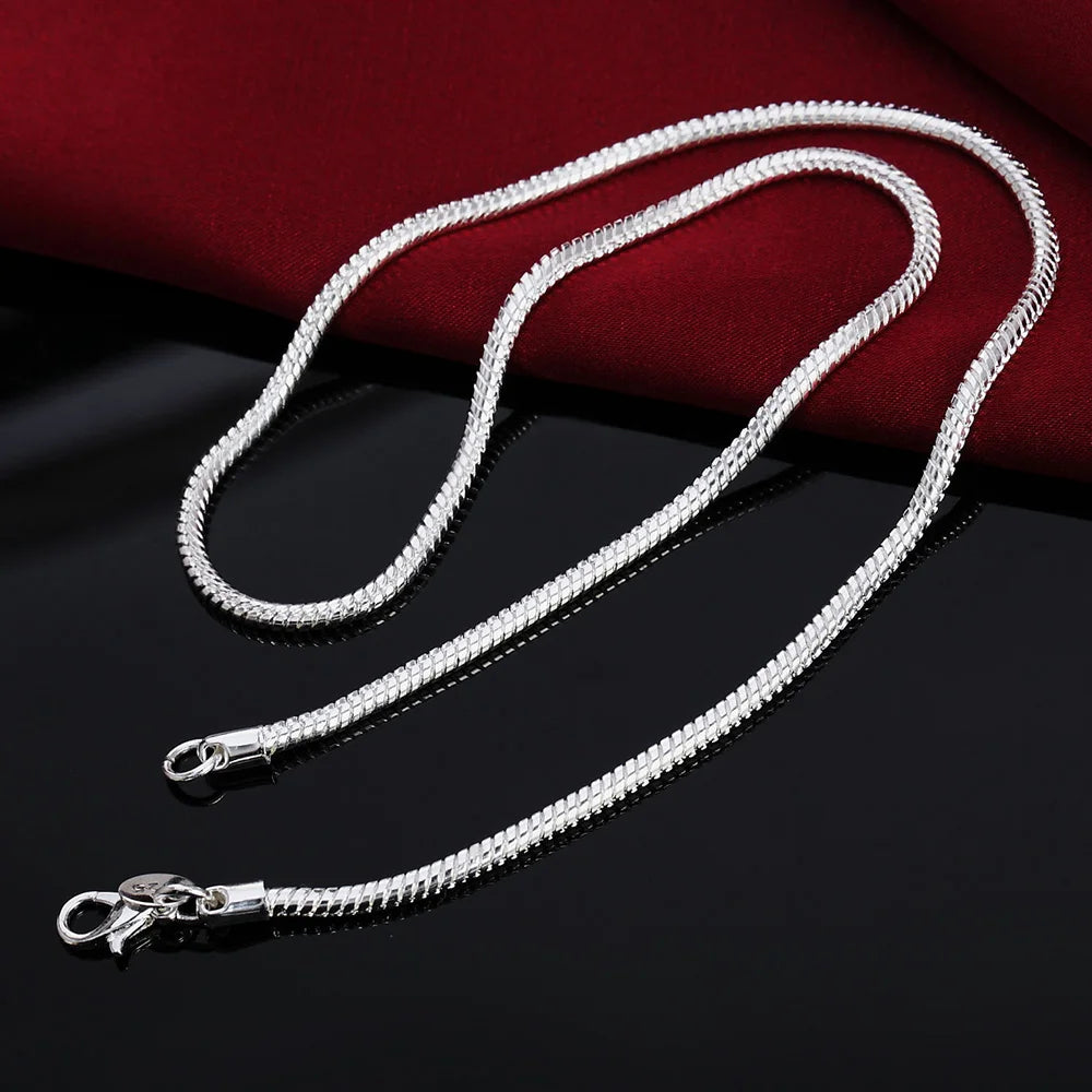 Sterling Silver Solid Snake Chain Necklace for Men & Women Pendant Jewelry