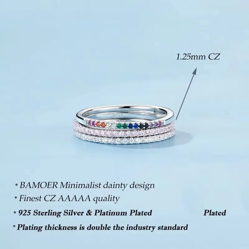 Gold Plated Sterling Silver Simulated Diamond Stackable Rings