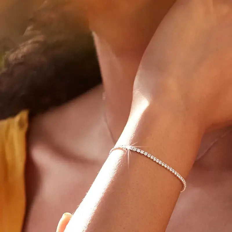 Gold Plated CZ Tennis Bracelet for Women, Adjustable 925 Silver Jewelry