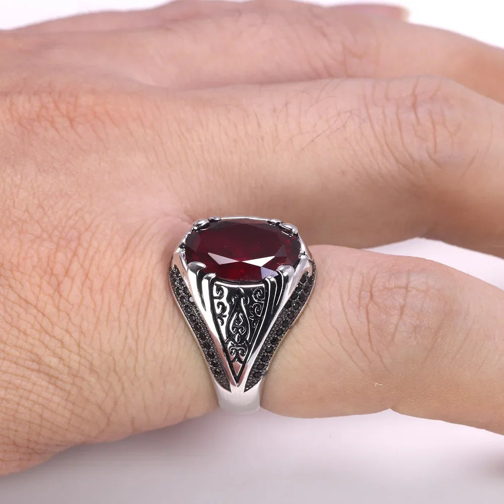 Luxury Turkish Silver Ring with Zircon Stone – Vintage Style