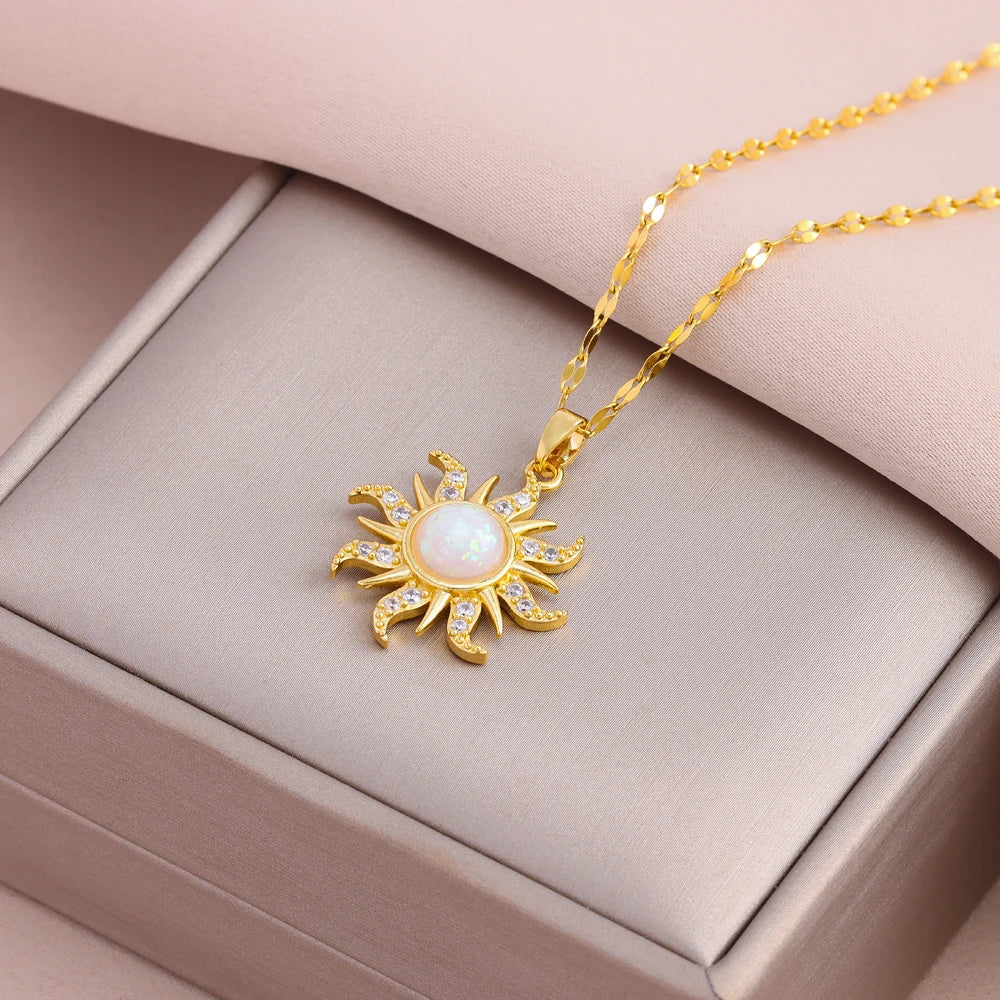 Gold Plated Stainless Steel Necklace for Women – Pendant Clavicle Chain
