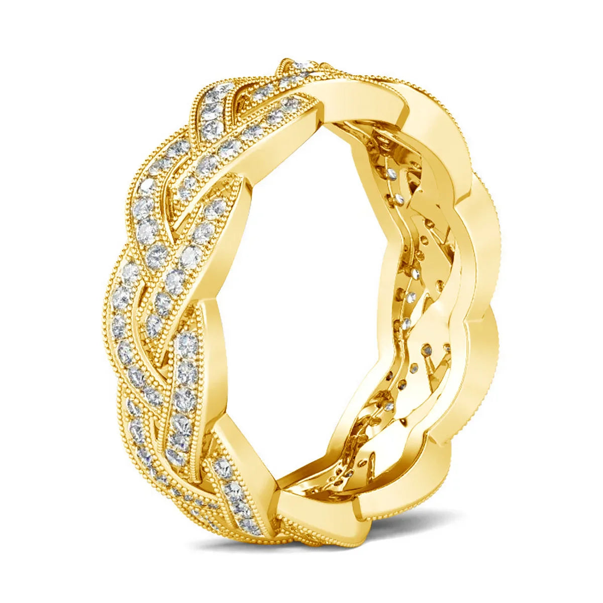 Luxury Moissanite Engagement and Wedding Ring – Elegant Cuban Chain Design