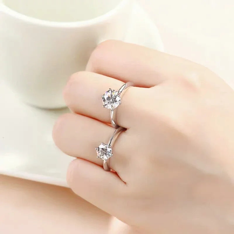 Luxury Moissanite Solitaire Engagement and Wedding Ring