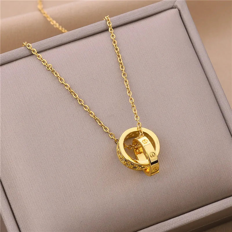 Pendant Stainless Steel Necklace – Korean Fashion for Women