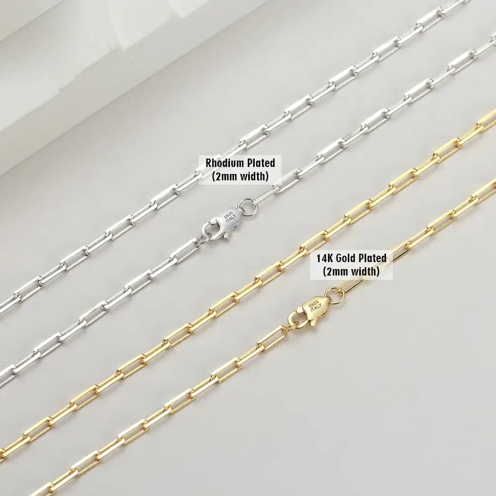 Classic Sterling Silver Paperclip Chain Necklace Unisex Jewelry