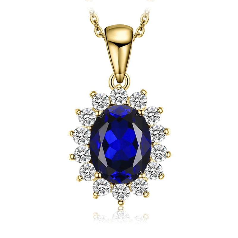 Diana Blue Sapphire Ruby Emerald Pendant – Sterling Silver (No Chain)