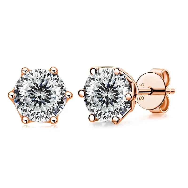Wedding Moissanite Stud Earrings – Lab Created Diamond, Gold Plated Silver