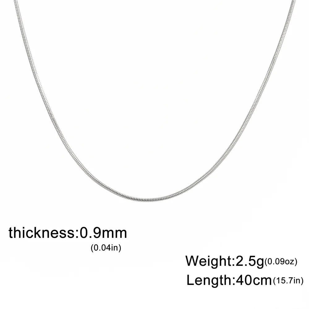 Unisex Stainless Steel Round Snake Chain Necklace – Fashion Jewelry