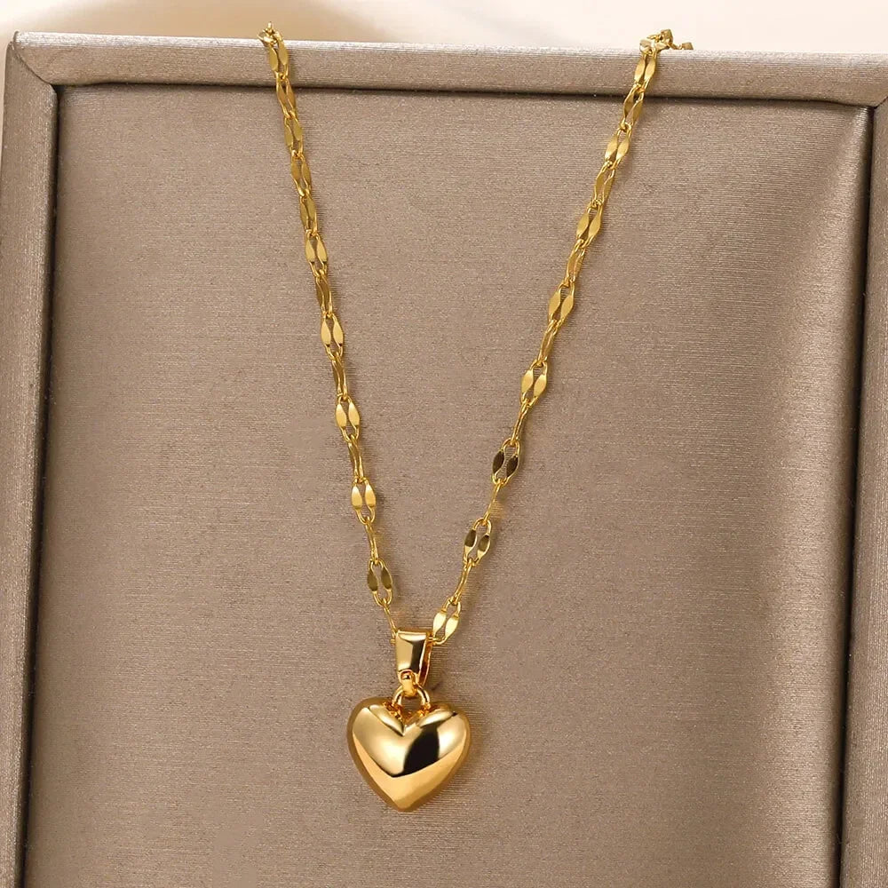 Gold Goth Heart Choker Necklace for Women – Stainless Steel