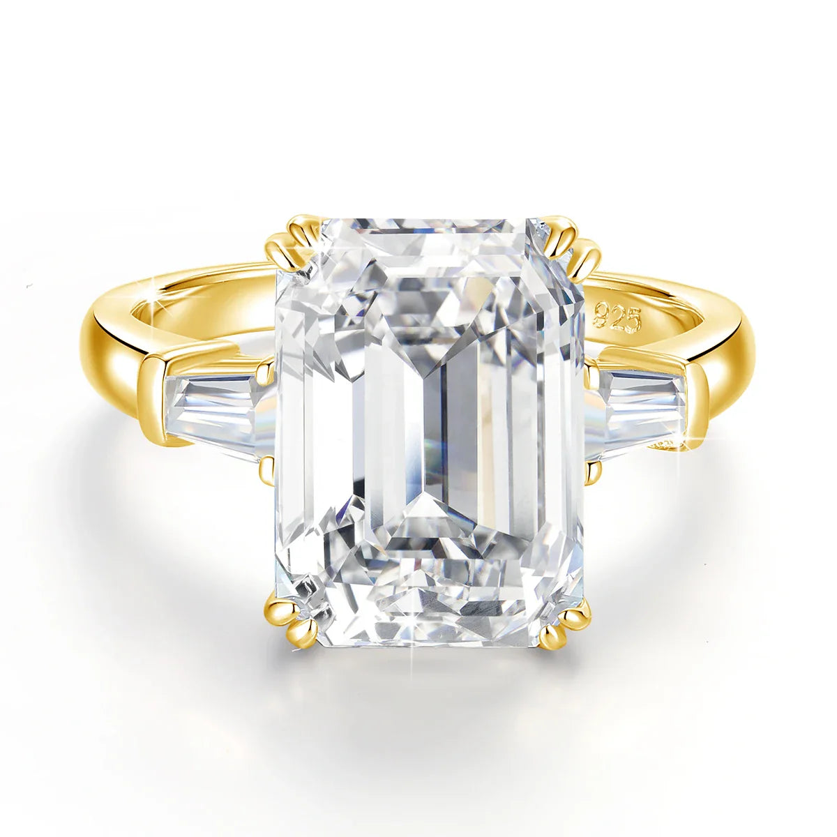 Luxury Emerald Cut Moissanite Engagement & Wedding Ring