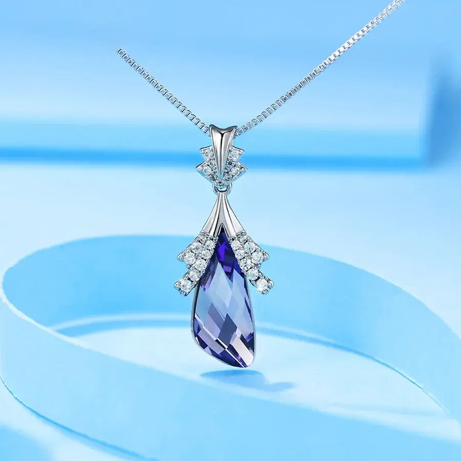 Rhodium Crystal Necklace – Birthday Gift for Girls
