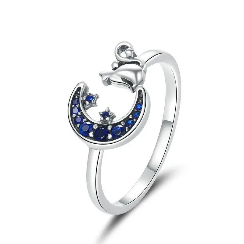 Women’s Adjustable Sterling Silver Zircon Stackable Engagement Ring
