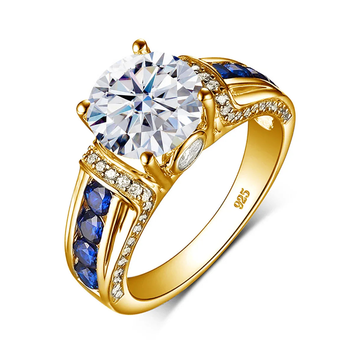 Luxury Moissanite Engagement and Wedding Ring in Sterling Silver