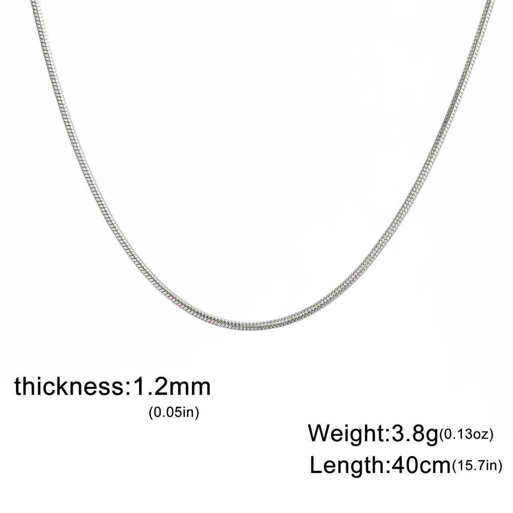 Unisex Stainless Steel Round Snake Chain Necklace – Fashion Jewelry