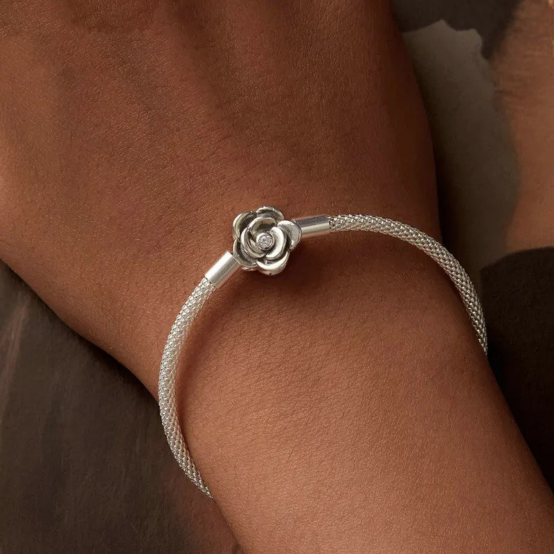 Sterling Silver Rose Bracelet for Women – Romantic Daily Wear Jewelry
