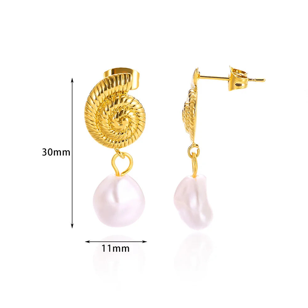 Baroque Pearl Circle Earrings for Women – Vintage Punk Clip-On