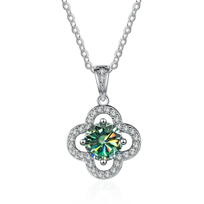 1 Carat Moissanite Pendant Necklace – D Color, 925 Silver