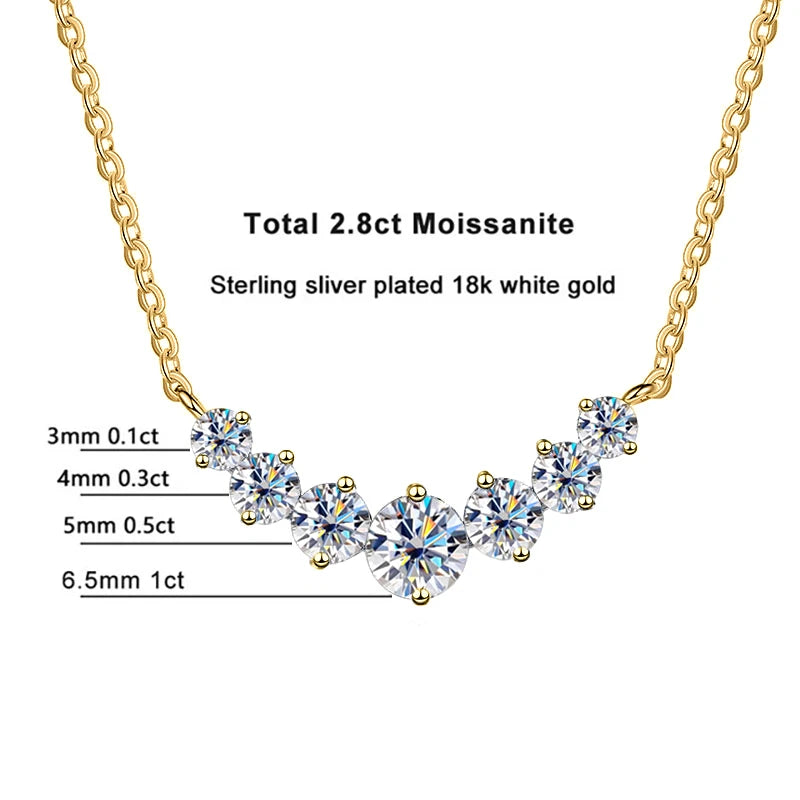 Moissanite Necklace for Women | 18K Gold Plated 925 Silver, GRA Certified