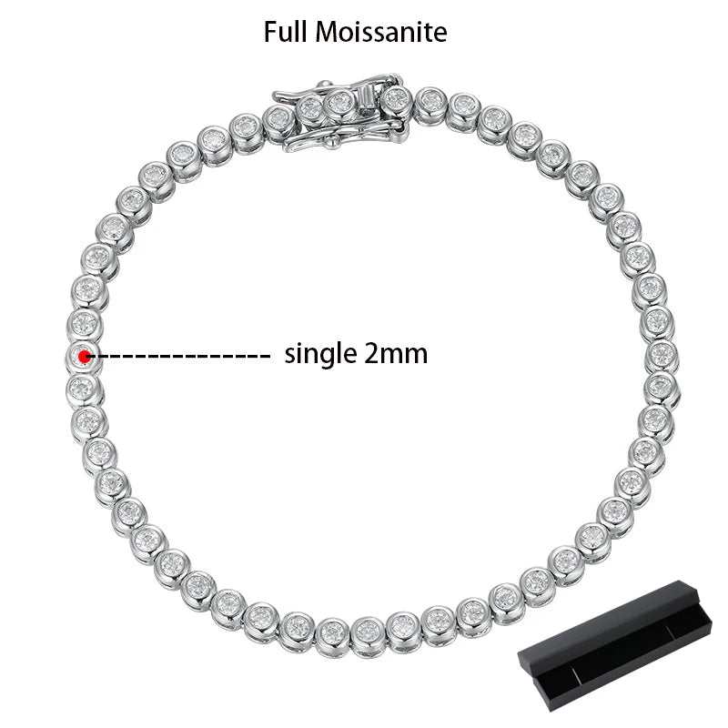 Moissanite Tennis Bracelet White Gold Plated Sterling Silver