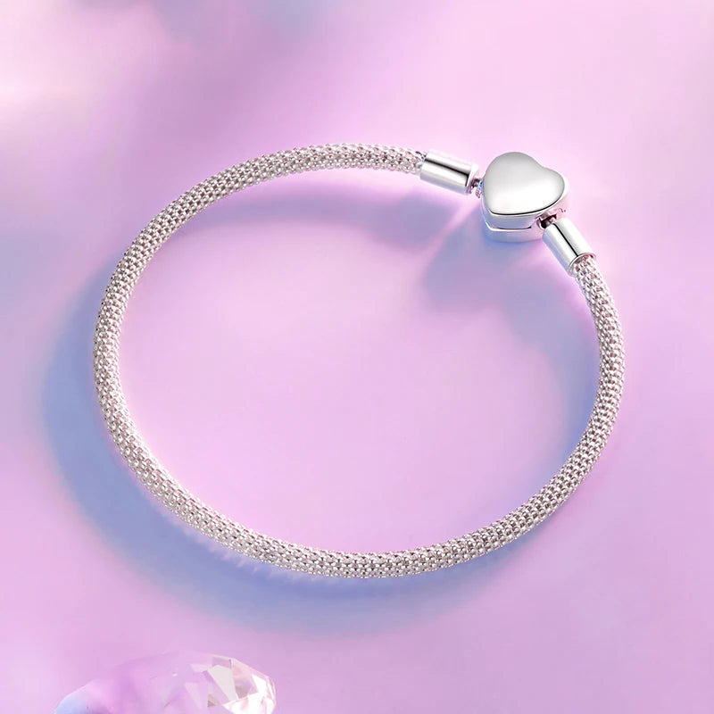 Sterling Silver Heart Bracelet – Simple Love Bangle for Women