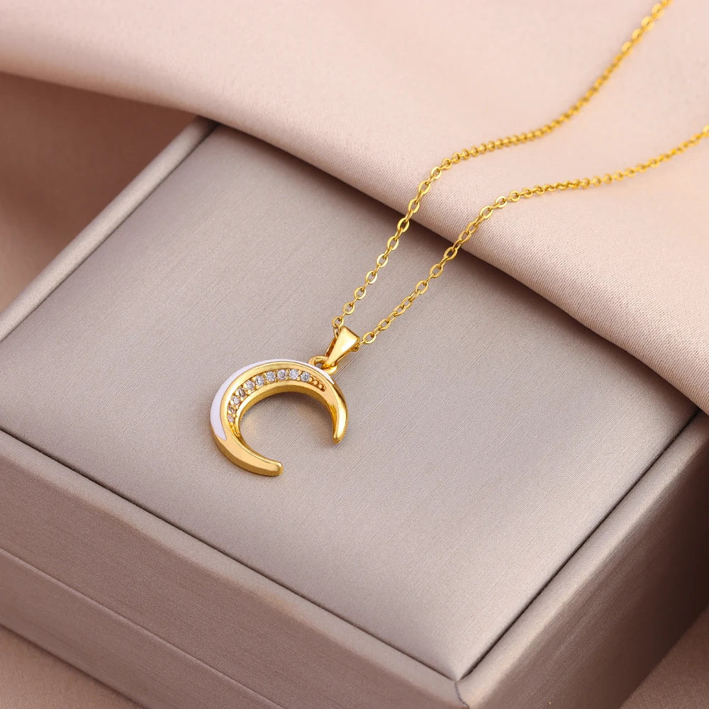 Pendant Stainless Steel Necklace – Korean Fashion for Women