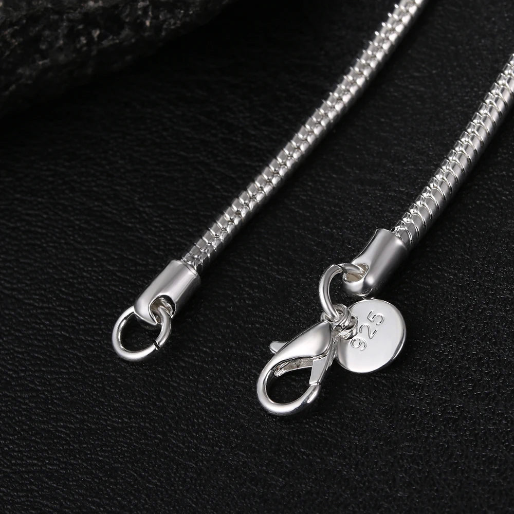 Sterling Silver Solid Snake Chain Necklace for Men & Women Pendant Jewelry
