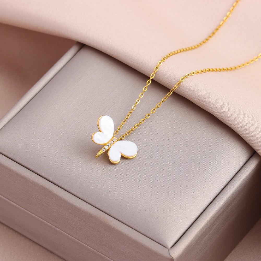 Gold Plated Stainless Steel Necklace for Women – Pendant Clavicle Chain