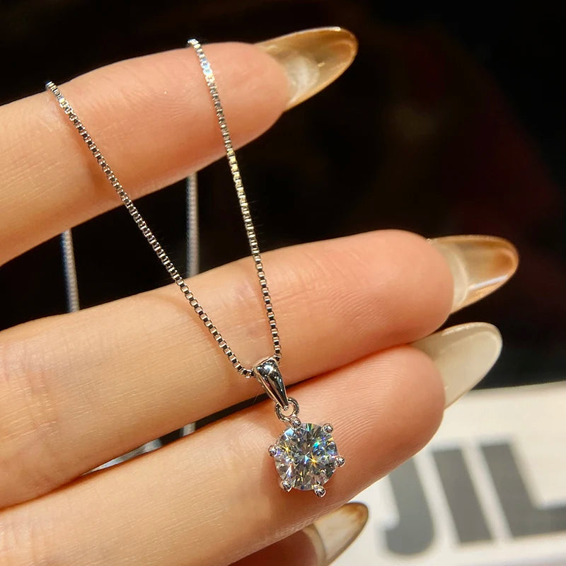 Moissanite Diamond Necklace – Sterling Silver for Women