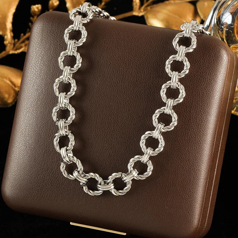 Silver Stainless Steel Bead Chain Necklace for Women – Rust-Proof Jewelry Gift