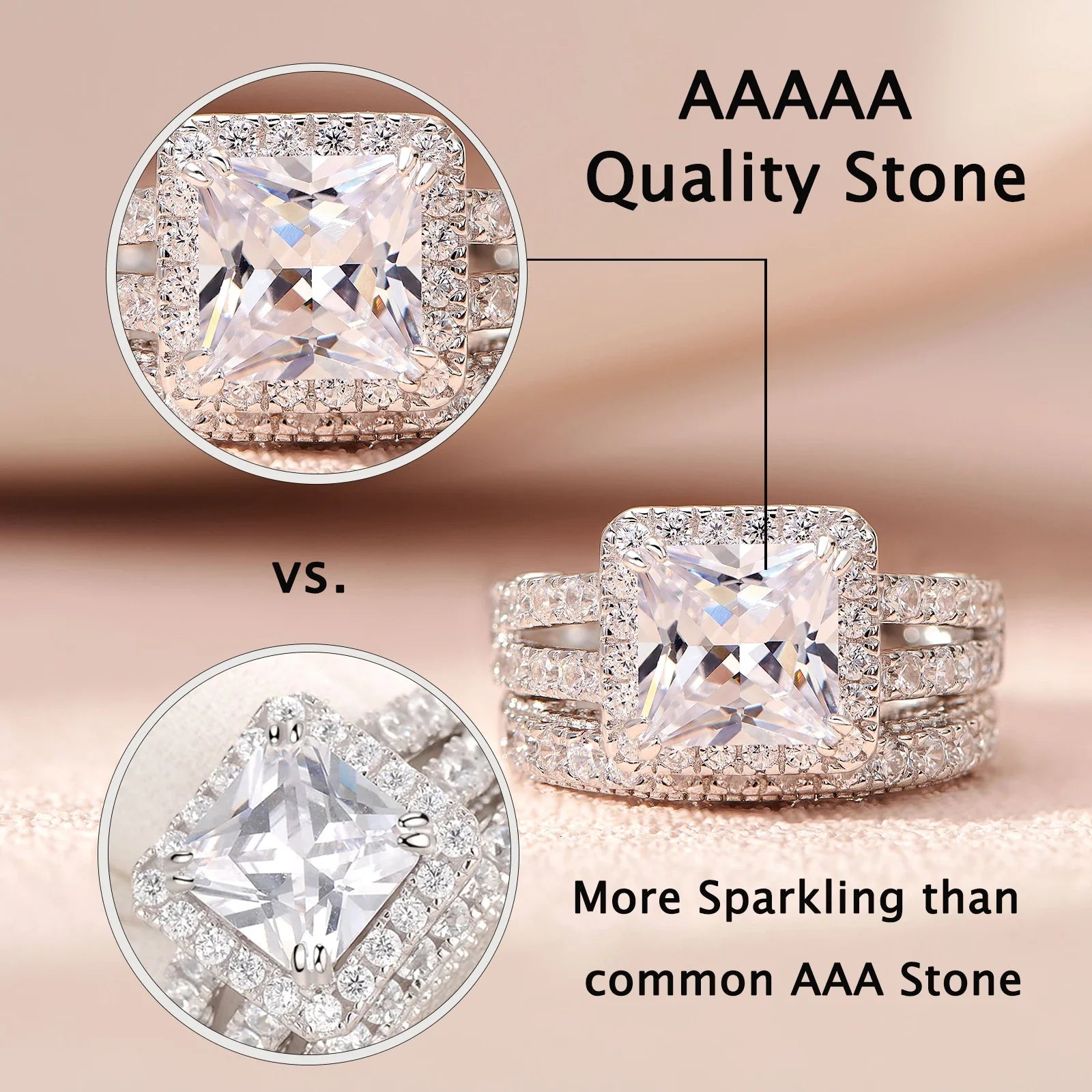 Luxury Moissanite Engagement & Wedding Ring Set – Vintage Sterling Silver