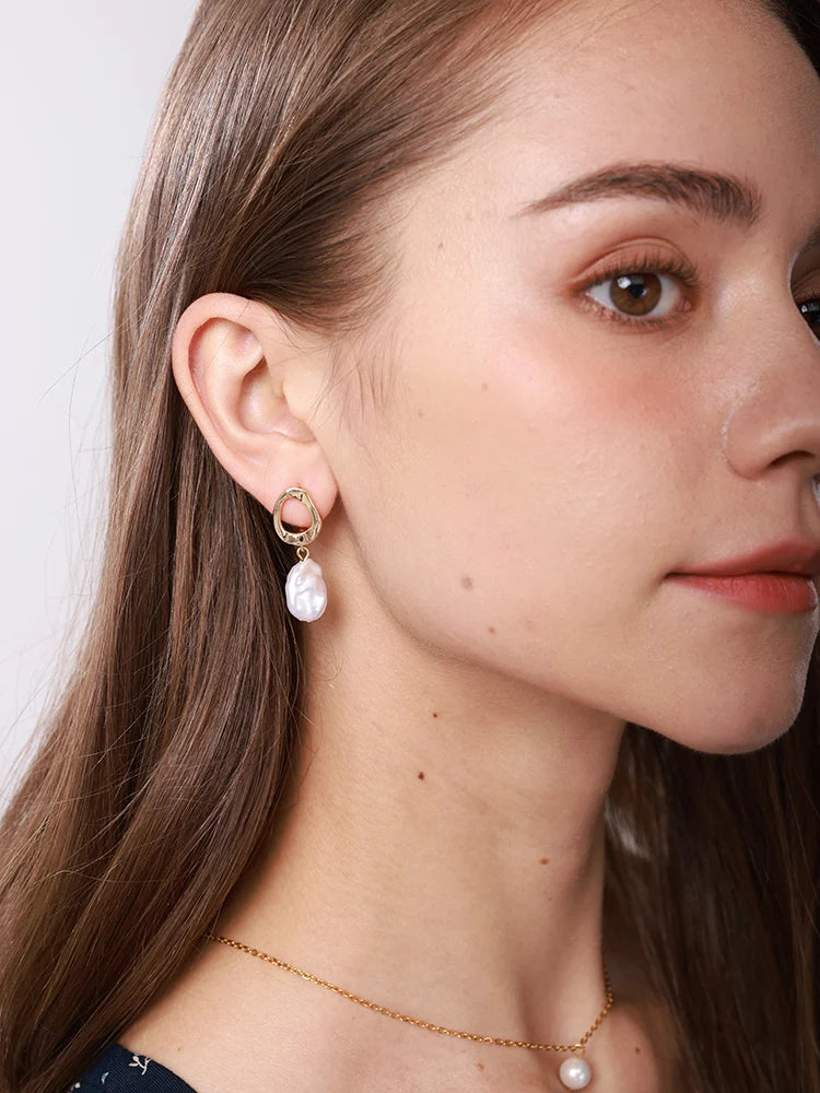 Baroque Pearl Circle Earrings for Women – Vintage Punk Clip-On