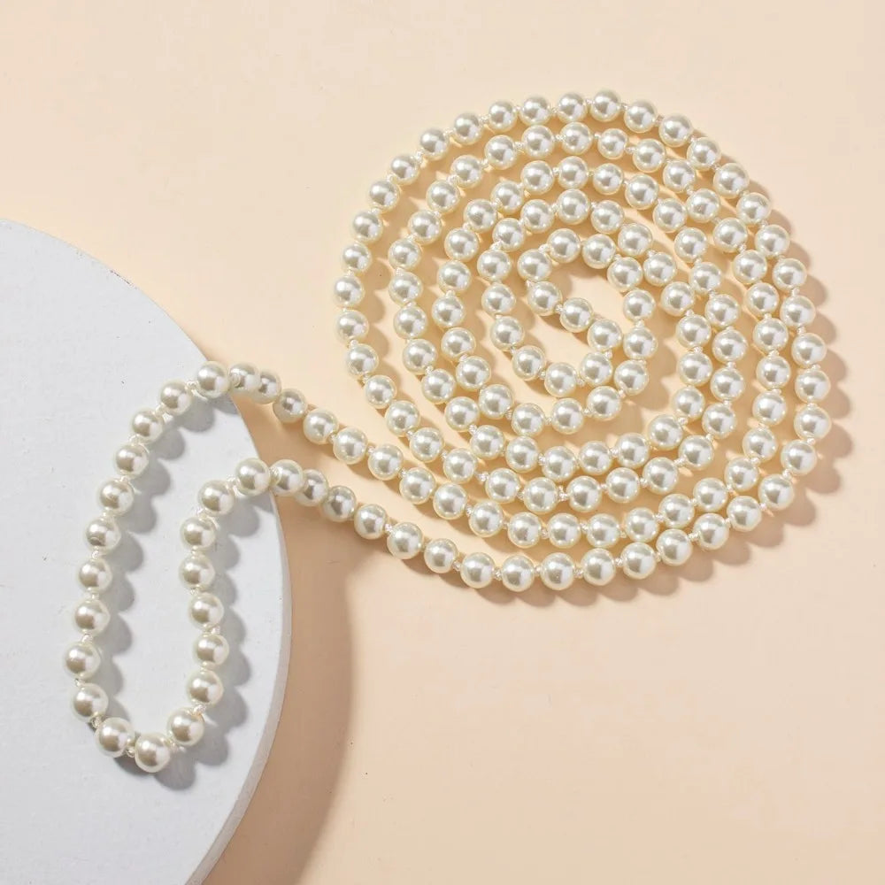 150cm Knot-Bead Pearl Necklace, Japanese/Korean Trendy Long Chain