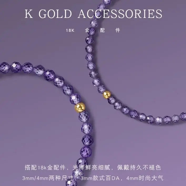 Natural Faceted Amethyst Bracelet - Minimalist Delicate Jewelry