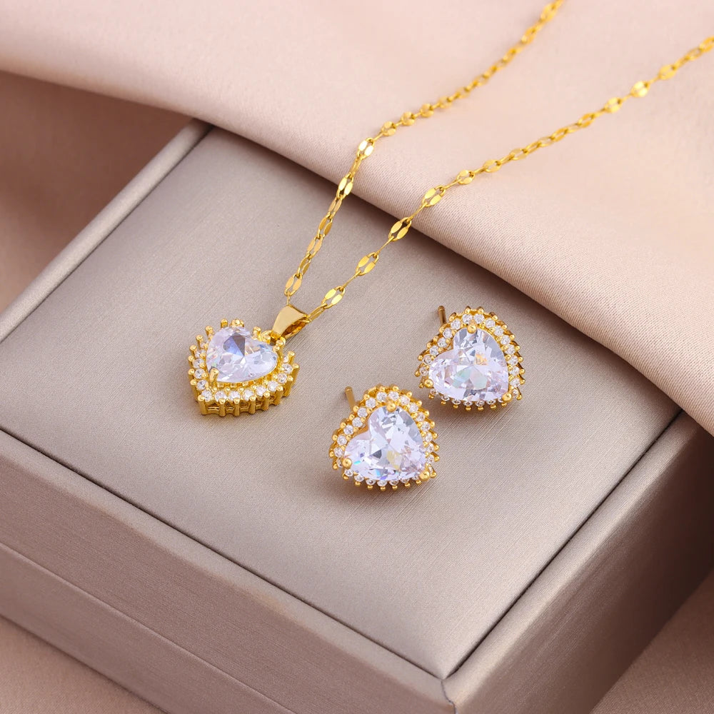 Gold-Plated Necklace & Earrings Set – Women’s Trendy Jewelry