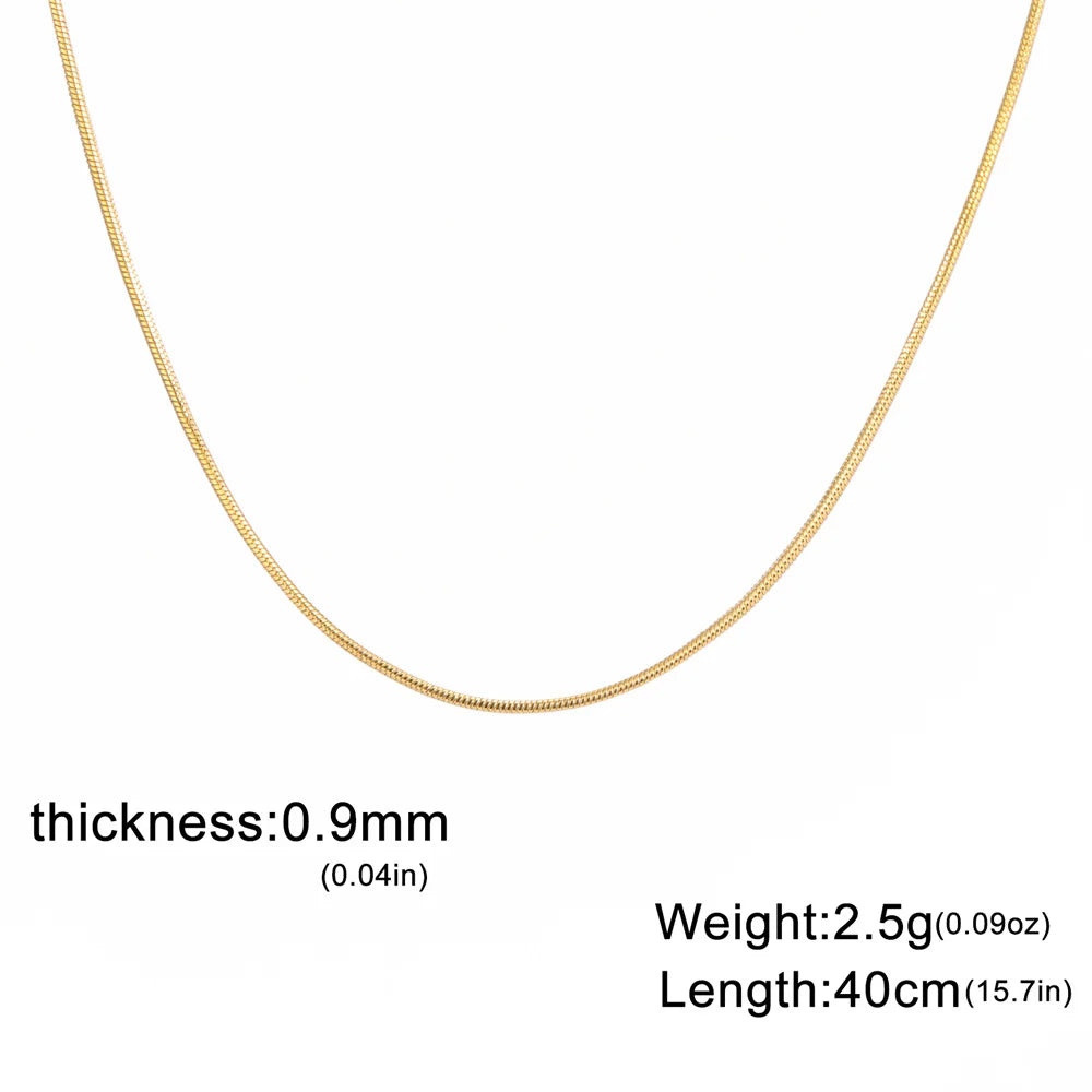 Unisex Stainless Steel Round Snake Chain Necklace – Fashion Jewelry